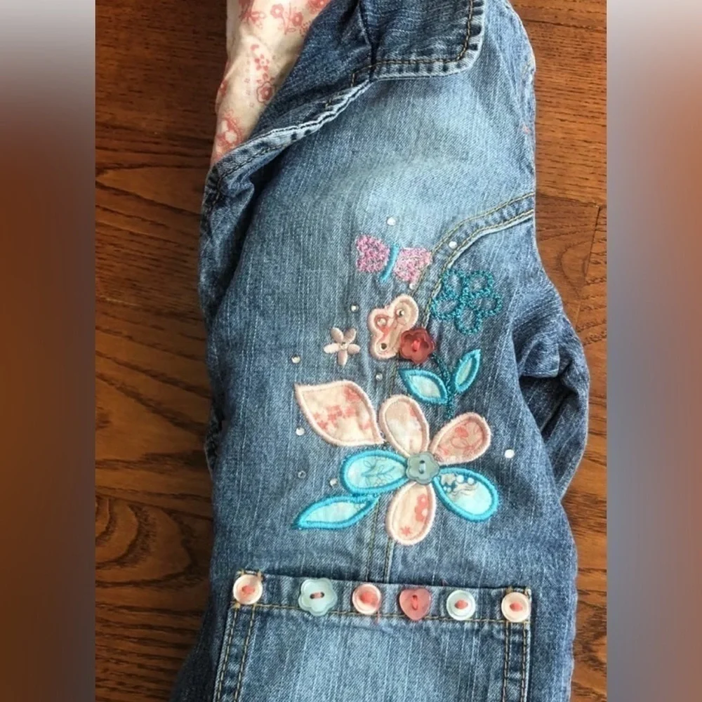 Faded Glory brand Heavily Embroidered blue denim jacket